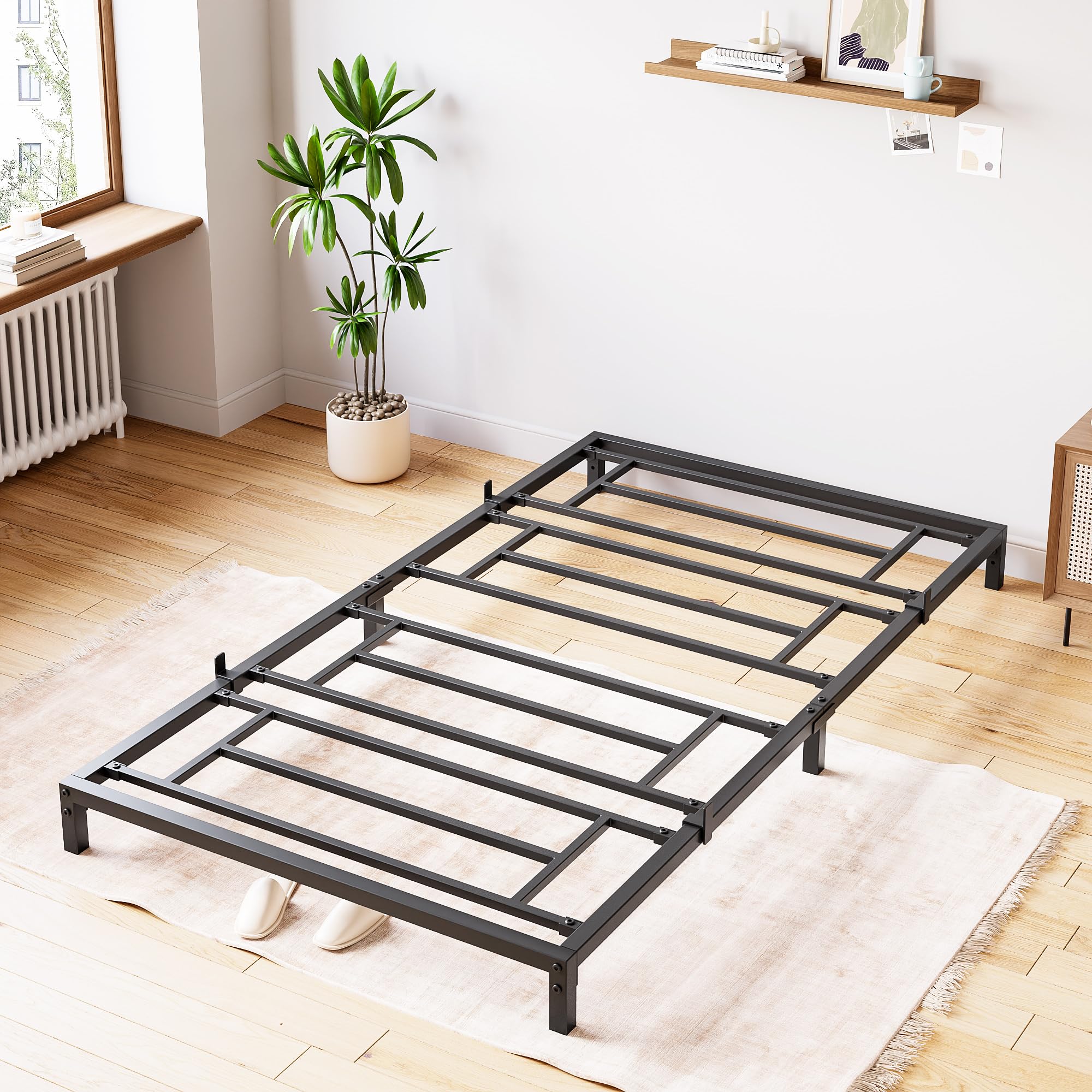 Garvee 6 Inch Twin Bed Frame No Box Spring Needed, Heavy Duty Metal Platform Bed Frame Twin Size for Bedroom Easy Assembly, Noise Free, Black, Twin - Image 8