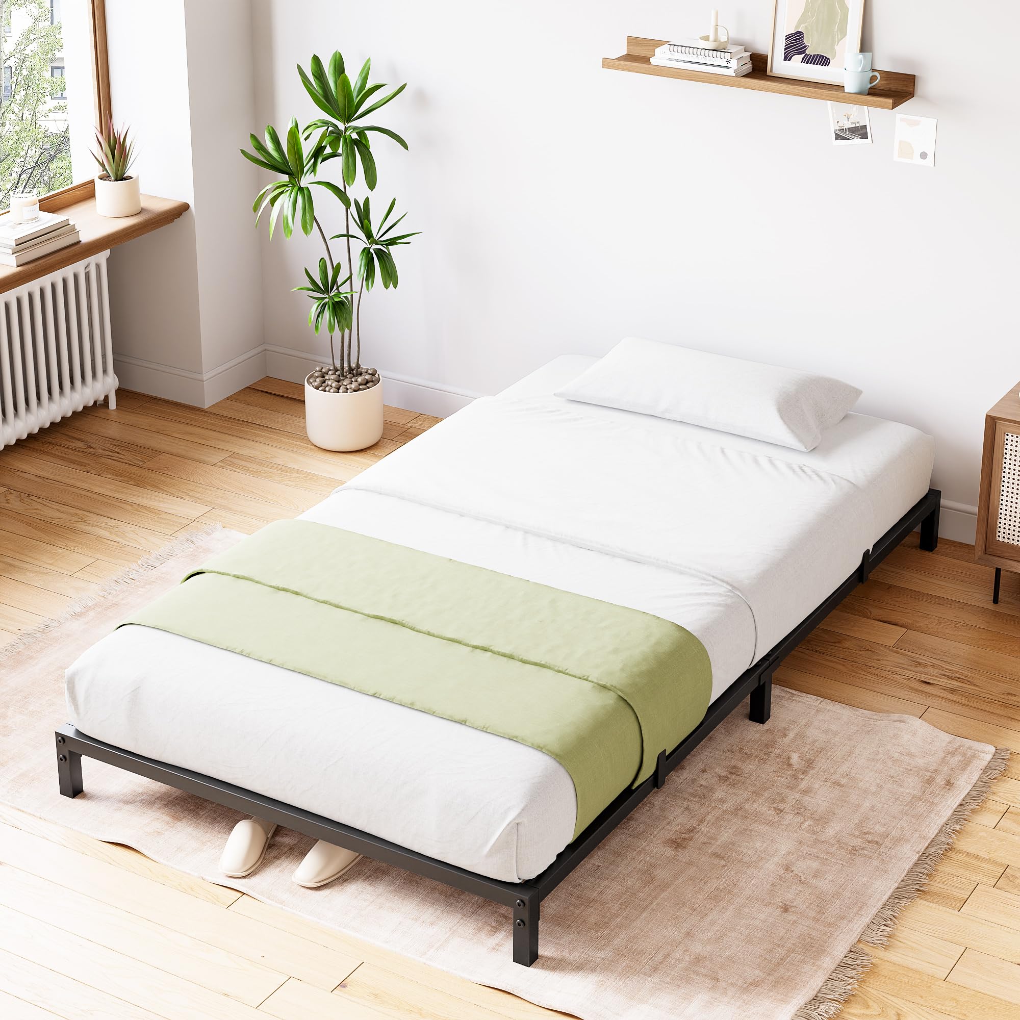 Garvee 6 Inch Twin Bed Frame No Box Spring Needed, Heavy Duty Metal Platform Bed Frame Twin Size for Bedroom Easy Assembly, Noise Free, Black, Twin - Image 9