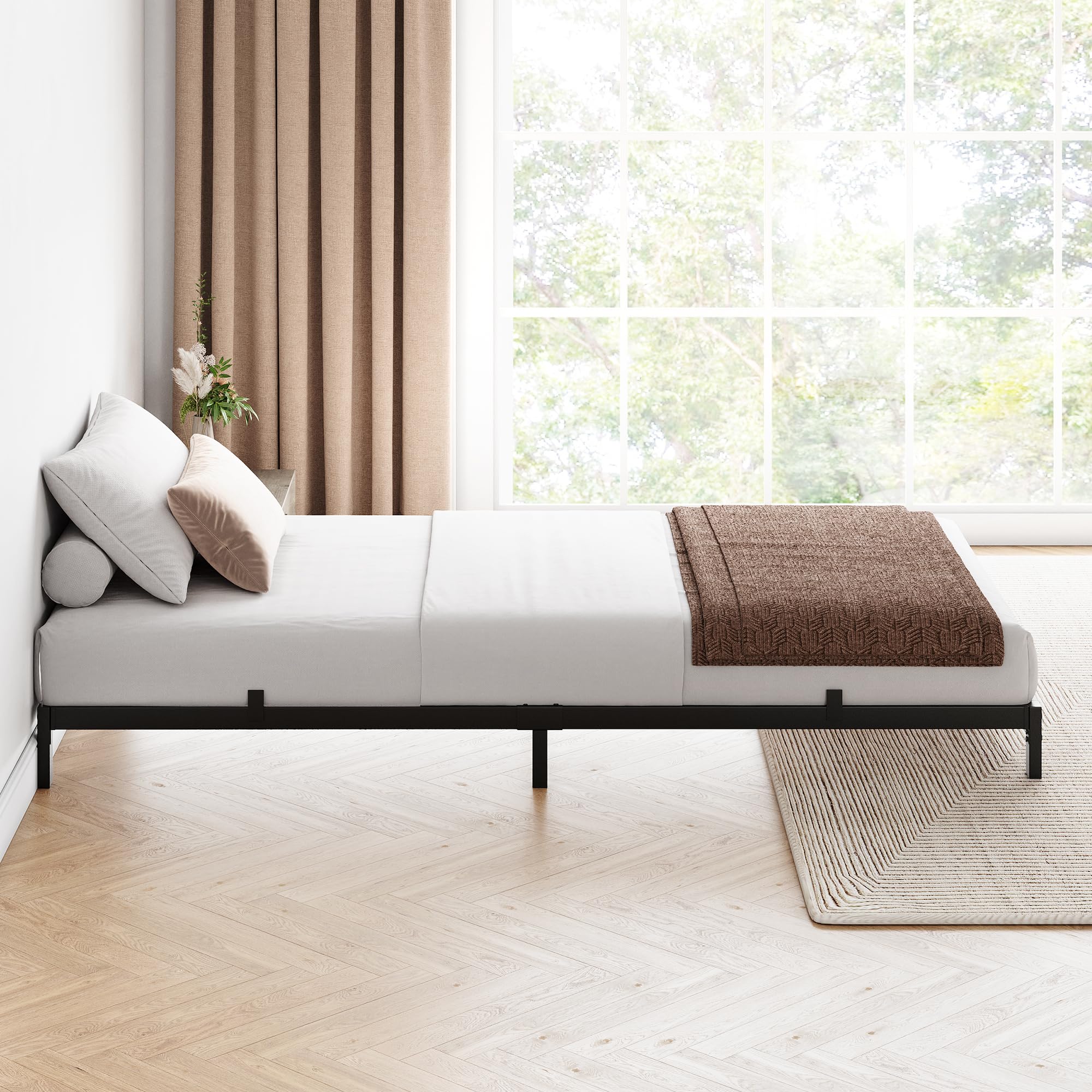 Garvee 6 Inch Twin Bed Frame No Box Spring Needed, Low Profile Bed Frame Heavy Duty Metal Platform 6 Inch Low Bed Frame with Sturdy Steel Slats, Noise Free, Easy Assembly, Black(Twin) - Image 3