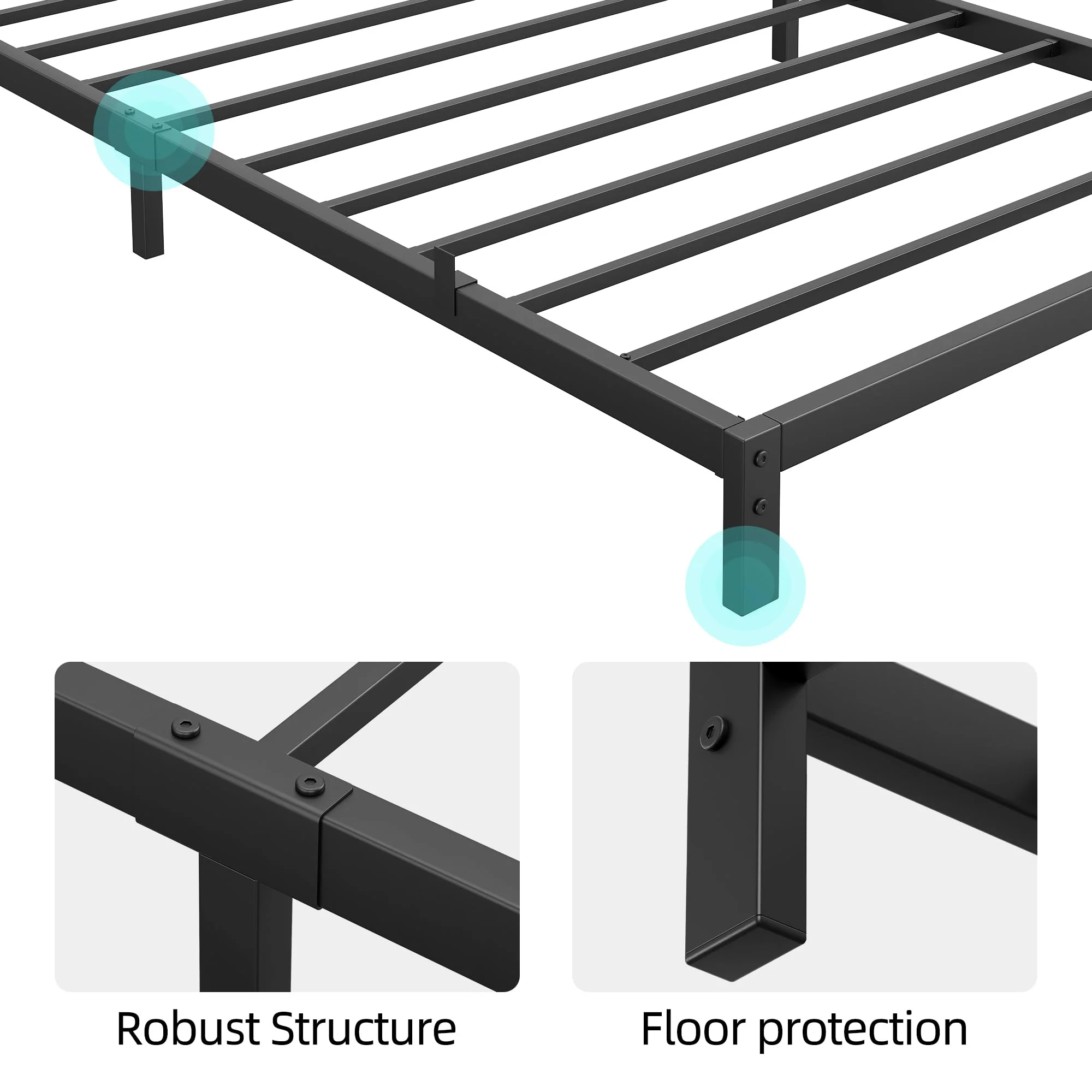 Garvee 6 Inch Twin Bed Frame No Box Spring Needed, Low Profile Bed Frame Heavy Duty Metal Platform 6 Inch Low Bed Frame with Sturdy Steel Slats, Noise Free, Easy Assembly, Black(Twin) - Image 6