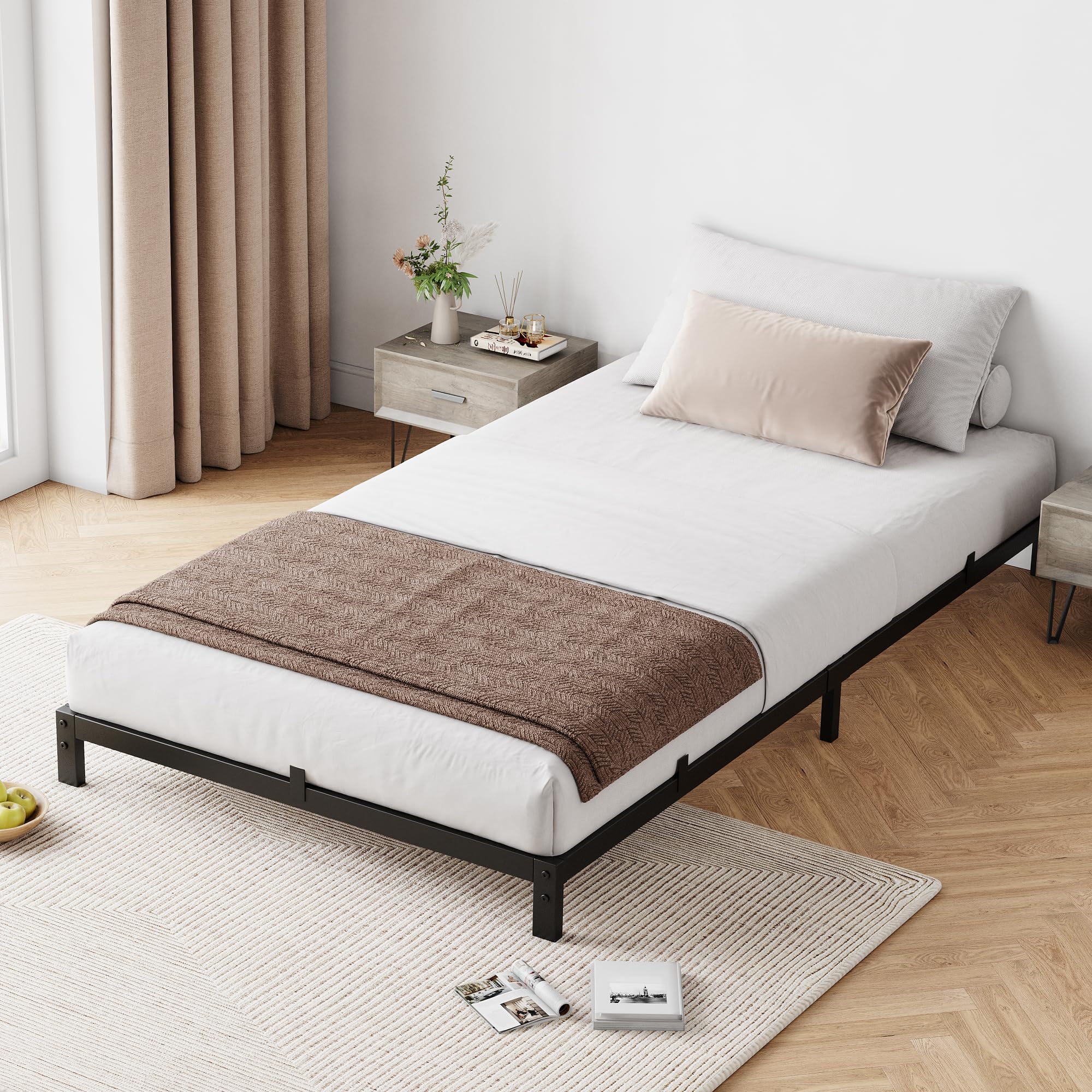 Garvee 6 Inch Twin Bed Frame No Box Spring Needed, Low Profile Bed Frame Heavy Duty Metal Platform 6 Inch Low Bed Frame with Sturdy Steel Slats, Noise Free, Easy Assembly, Black(Twin) - Image 9