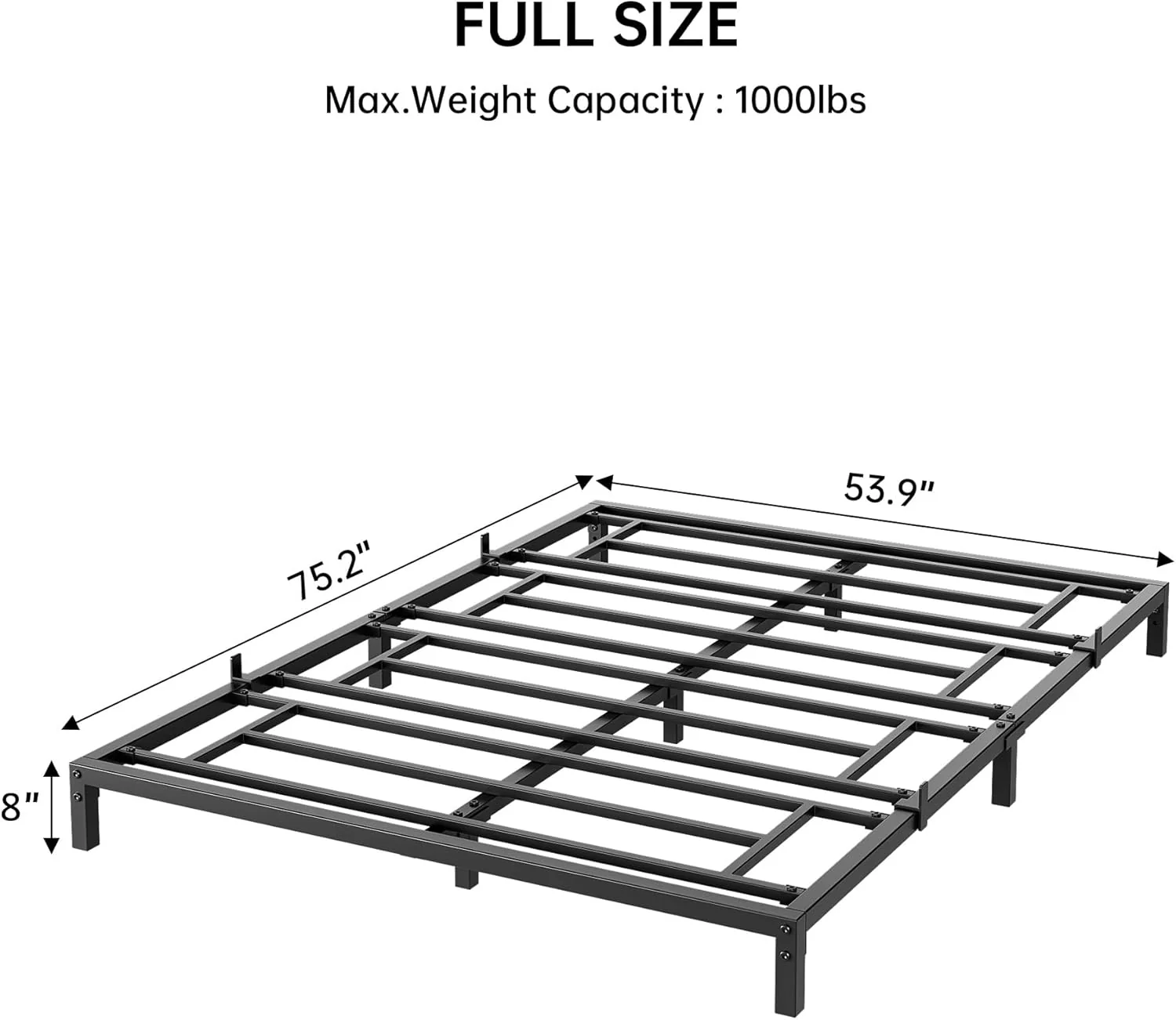 Garvee 8 Inch Full Bed Frame No Box Spring Needed, Heavy Duty Metal Platform Bed Frame Full Size for Bedroom Easy Assembly, Noise Free, Black, Full - Image 3