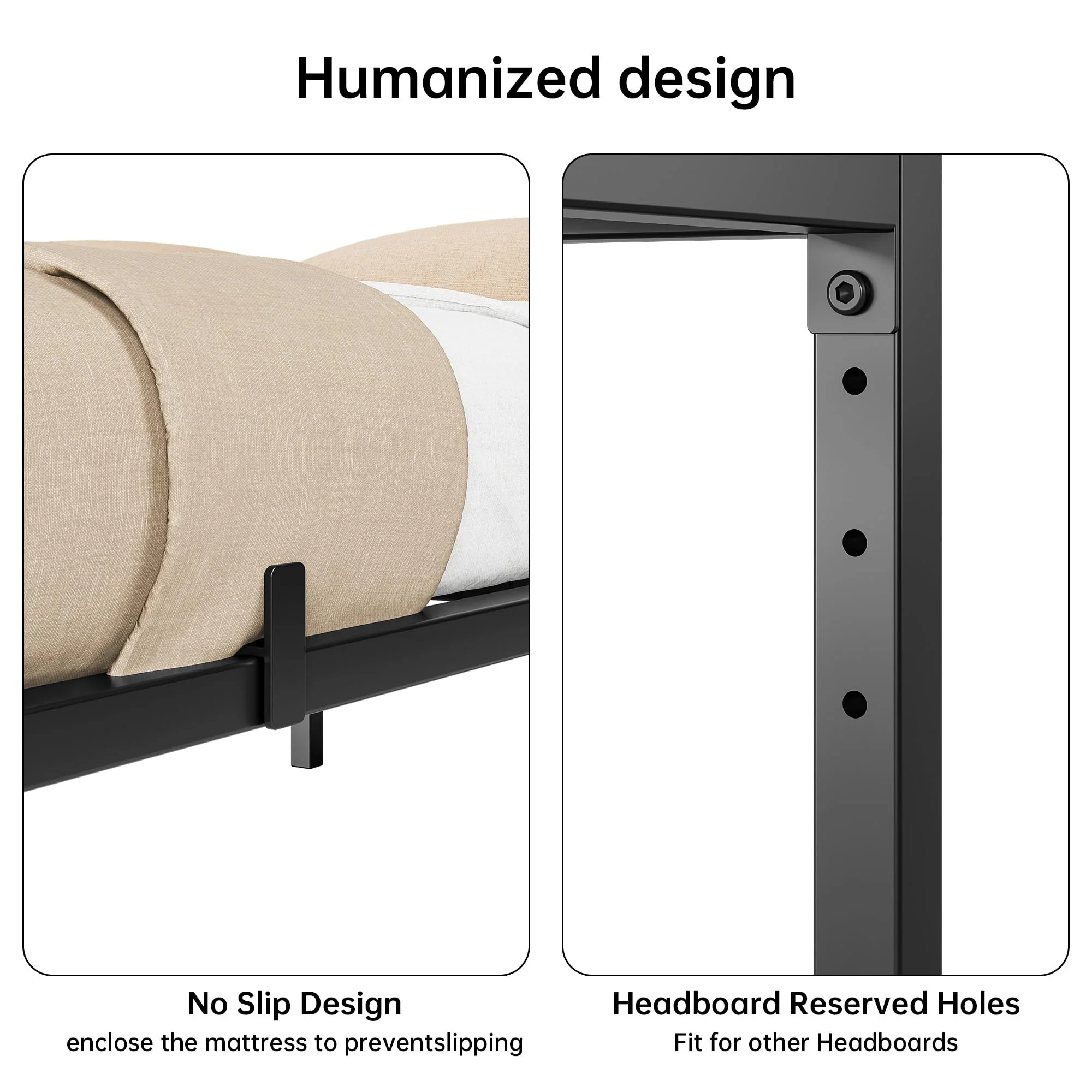 Garvee 8 Inch Full Bed Frame No Box Spring Needed, Heavy Duty Metal Platform Bed Frame Full Size for Bedroom Easy Assembly, Noise Free, Black, Full - Image 4