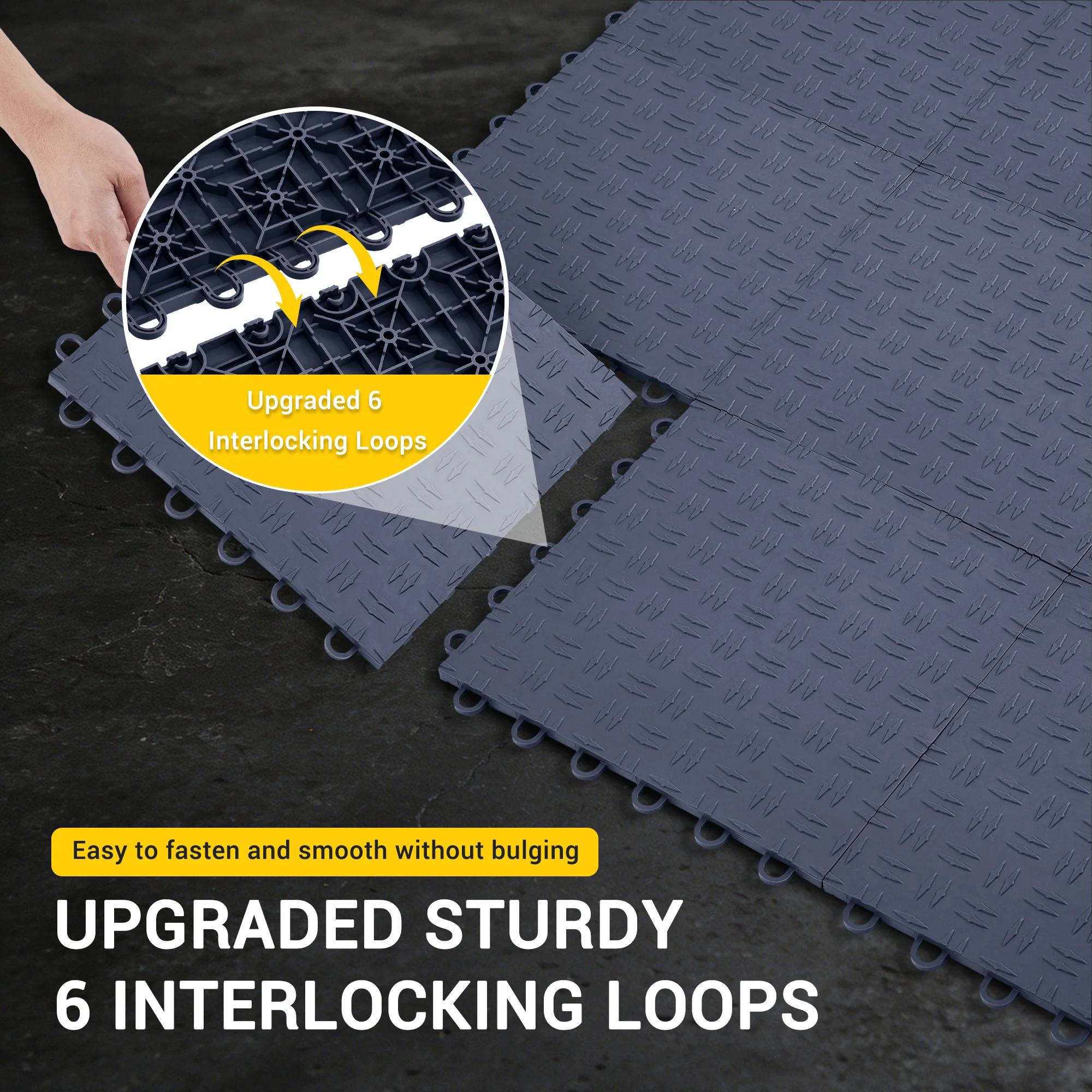 Garvee 100 Pack 12"X12" Interlocking Garage Floor Tiles,Double-Sided Non-Slip Flooring, Heavy Duty PVC Garage Flooring Tiles Covering for Basement, Workshop & Repair Shop, Graphite Gray - Image 4