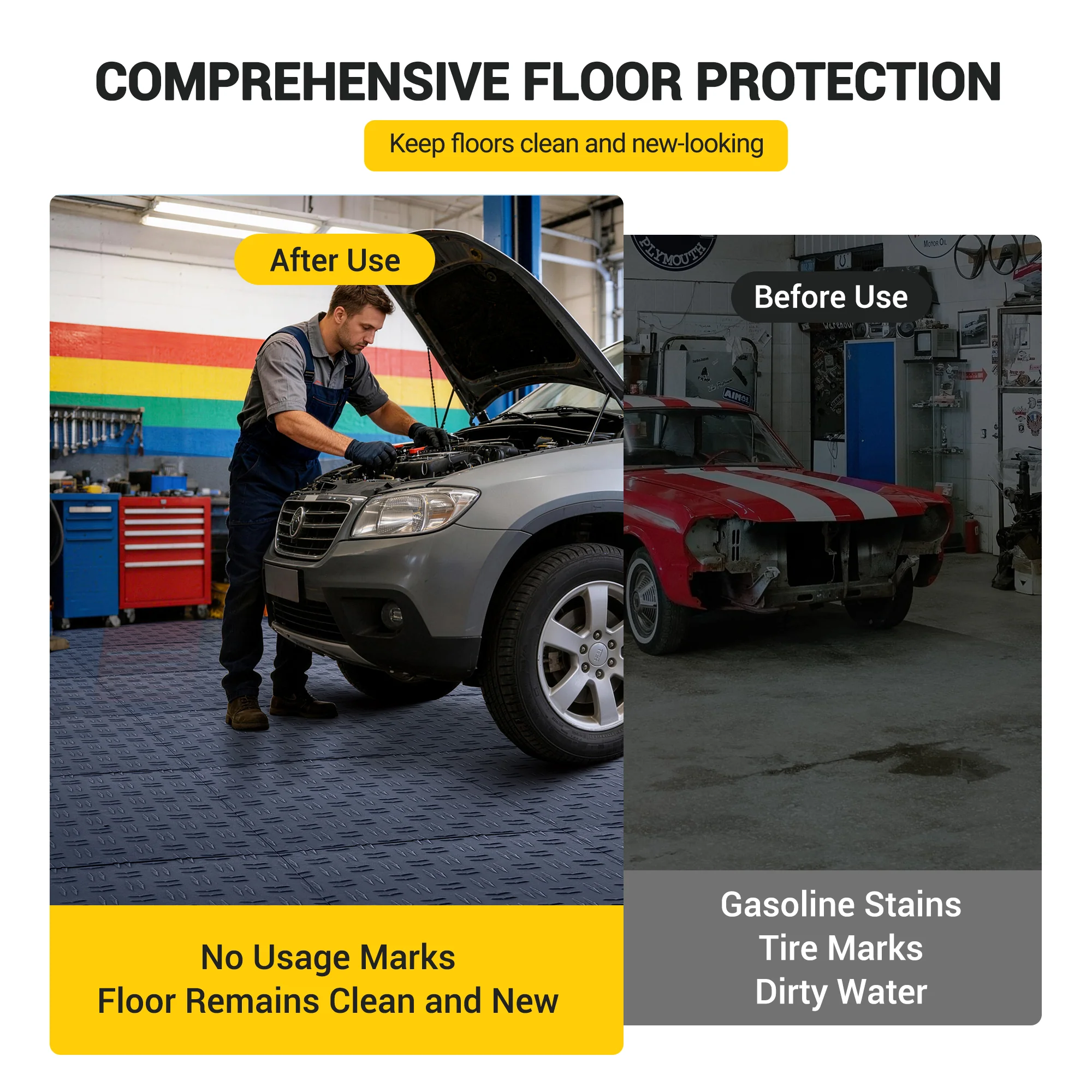 Garvee 100 Pack 12"X12" Interlocking Garage Floor Tiles,Double-Sided Non-Slip Flooring, Heavy Duty PVC Garage Flooring Tiles Covering for Basement, Workshop & Repair Shop, Graphite Gray - Image 5