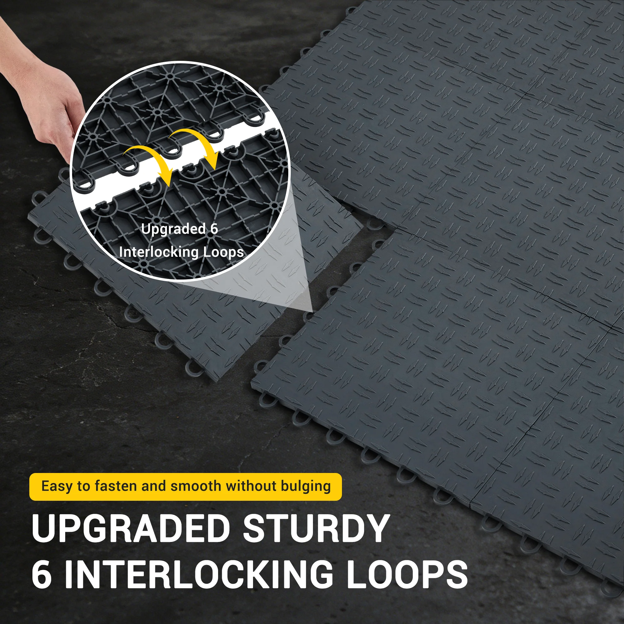 Garvee 50 Pack 12"X12" Interlocking Garage Floor Tiles,Double-Sided Non-Slip Flooring, Heavy Duty PVC Garage Flooring Tiles Covering for Basement, Workshop & Repair Shop,Black - Image 4