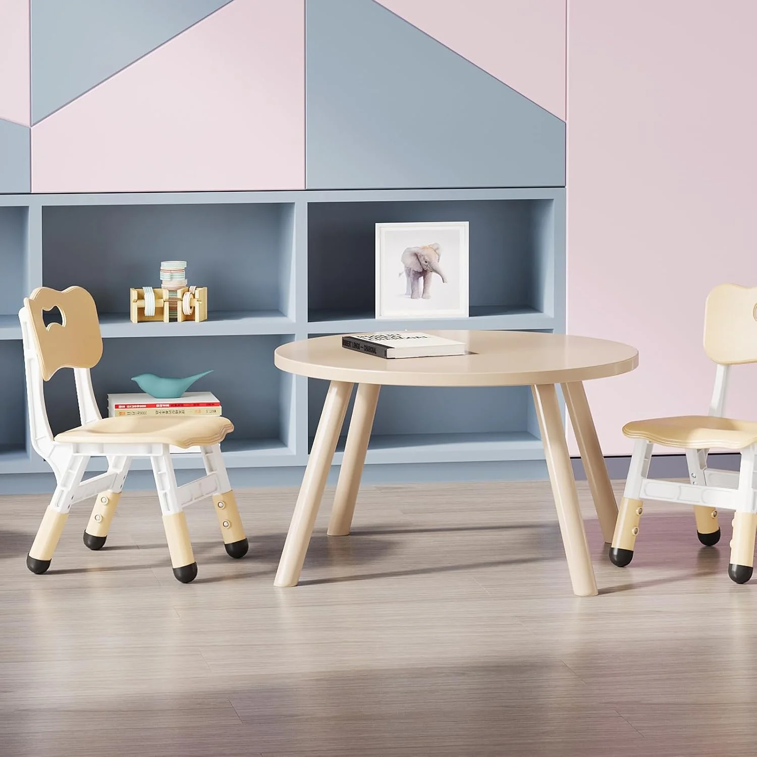 Garvee Set of 2 Kids Chairs in 3 Level Height Adjustable Design Suitable for Age 2-6 for Home Family Classroom Nursery Indoor Use, Natural - Image 3