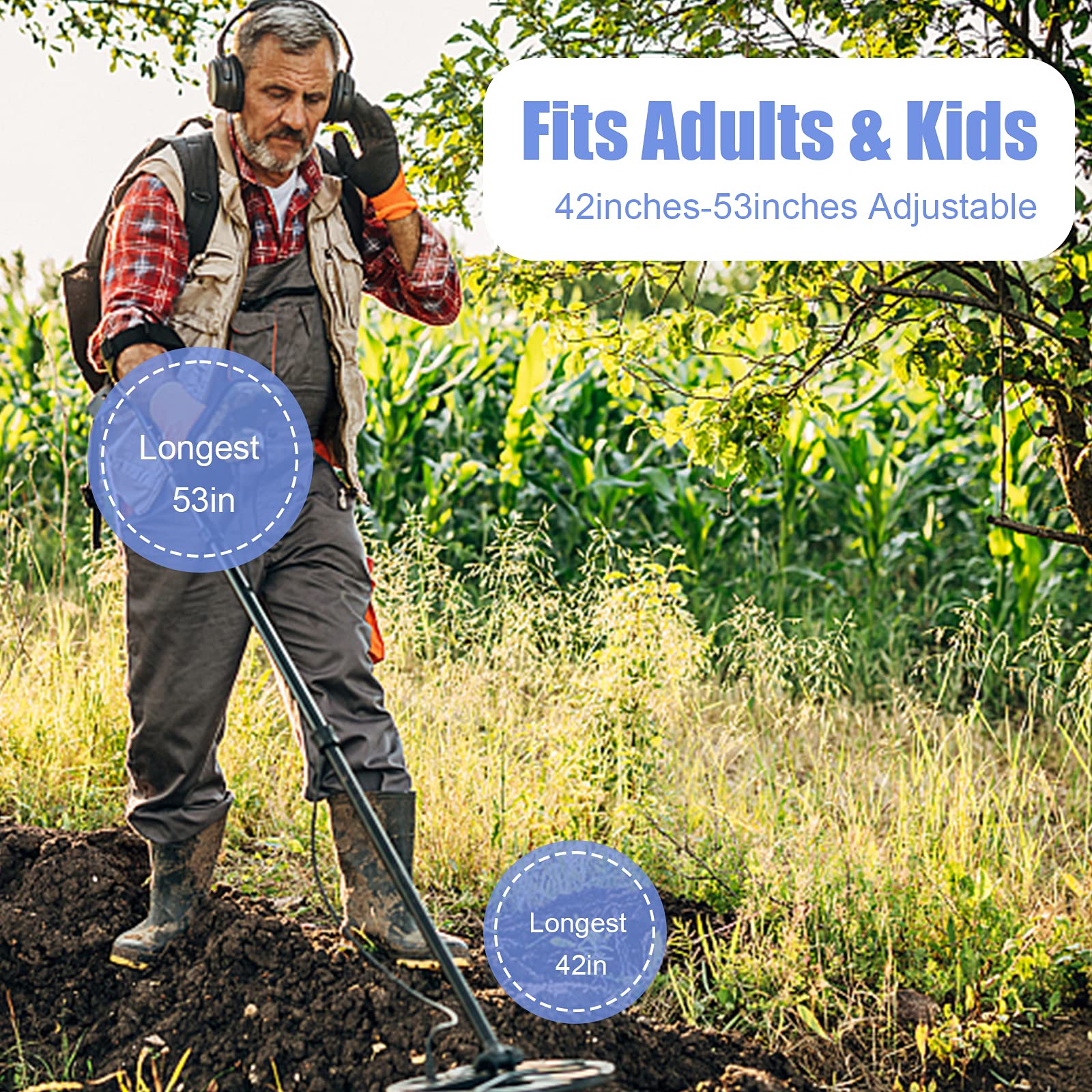 Garvee Metal Detector Kit for Kids & Adults with Sand Sifter Scoop, IP68 Waterproof, LCD Display & 10" Coil Adjustable Gold Detector for Treasure Hunting, Lightweight Easy to Use - Image 4