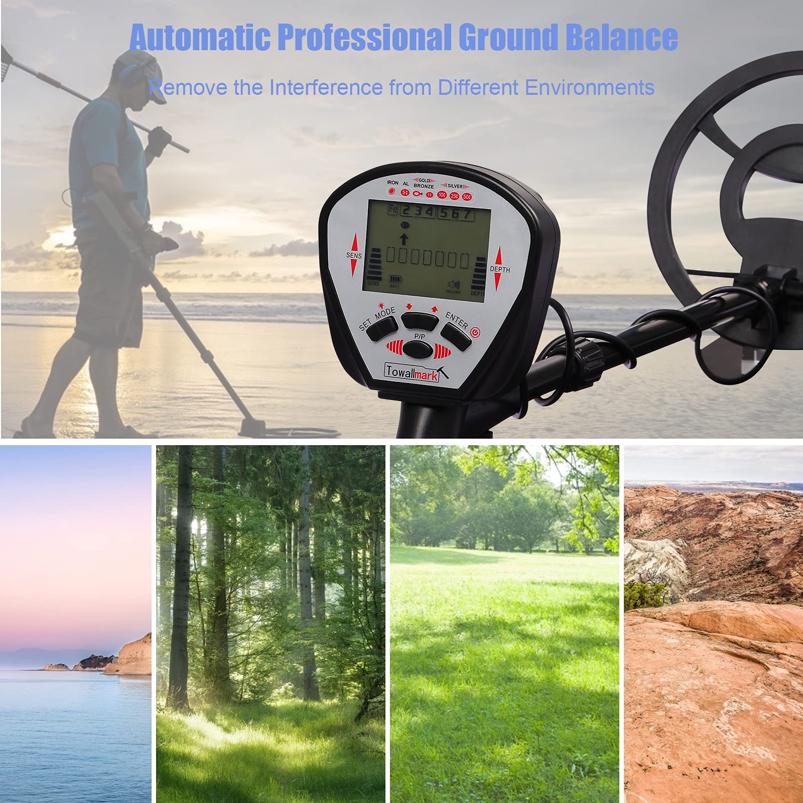 Garvee Metal Detector Kit for Kids & Adults with Sand Sifter Scoop, IP68 Waterproof, LCD Display & 10" Coil Adjustable Gold Detector for Treasure Hunting, Lightweight Easy to Use - Image 6