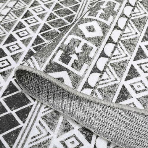 Garvee Moroccan Geometric Area Rug, Machine Washable Easy to Clean Non-Shedding Stain-Resistant Non-Slip Foldable Indoor Mat for Living Room, Bedroom, Kitchen, Entryway, Bathroom, Grey, 4 x 6 - Image 3