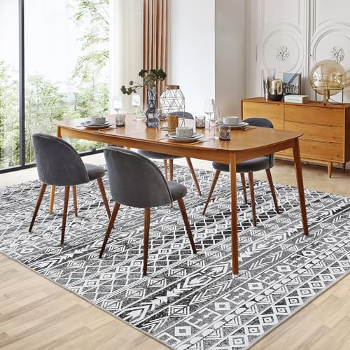 Garvee Moroccan Geometric Area Rug, Machine Washable Easy to Clean Non-Shedding Stain-Resistant Non-Slip Foldable Indoor Mat for Living Room, Bedroom, Kitchen, Entryway, Bathroom, Grey, 4 x 6 - Image 6