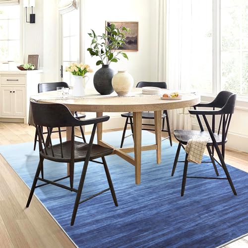 Garvee Modern Blue 4x6 Area Abstrac Rugs for Living Room Ombre Rug Washable Bedroom Rug Modern Office Carpet Farmhouse Rug Aestheric Vintage Floor Cover Non Slip Rugs with Rubber Backing Low Pile Area Rug - Image 4