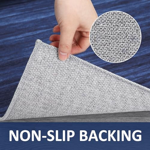 Garvee Modern Blue 4x6 Area Abstrac Rugs for Living Room Ombre Rug Washable Bedroom Rug Modern Office Carpet Farmhouse Rug Aestheric Vintage Floor Cover Non Slip Rugs with Rubber Backing Low Pile Area Rug - Image 5