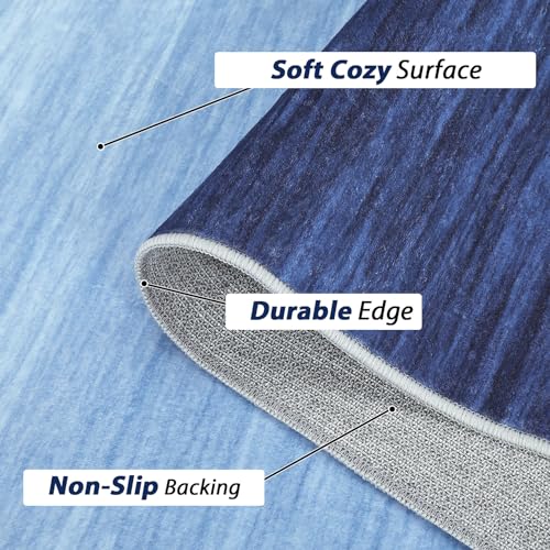 Garvee Modern Blue 4x6 Area Abstrac Rugs for Living Room Ombre Rug Washable Bedroom Rug Modern Office Carpet Farmhouse Rug Aestheric Vintage Floor Cover Non Slip Rugs with Rubber Backing Low Pile Area Rug - Image 6