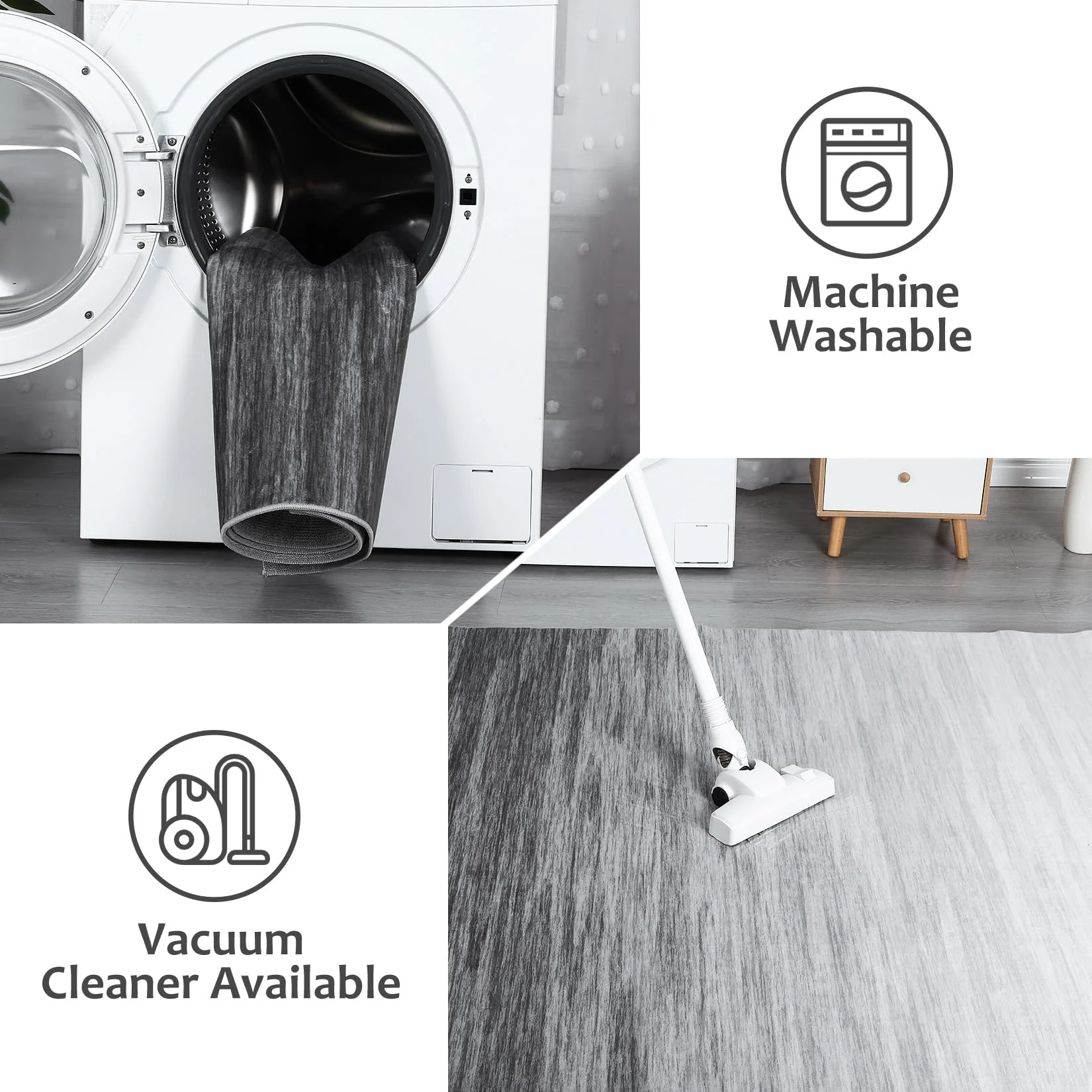 Garvee Modern Grey 2x6 Striped Runner Rug Washable Low-Pile Abstract Rug with Rubber Backing for Hallway, Entryway, Bathroom, Office, Grey - Image 8