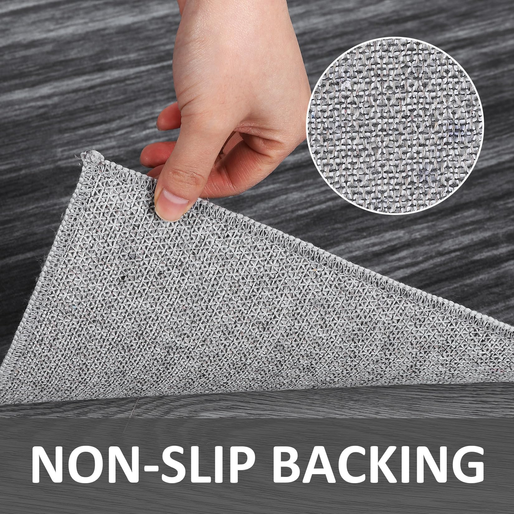 Garvee Modern Grey 4x6 Washable Rugs for Living Room Office Rug Ombre Area Rug Abstract Rug Low Pile Carpet for Dining Room Office Vintage Area Rugs Floor Cover with Rubber Backing - Image 4