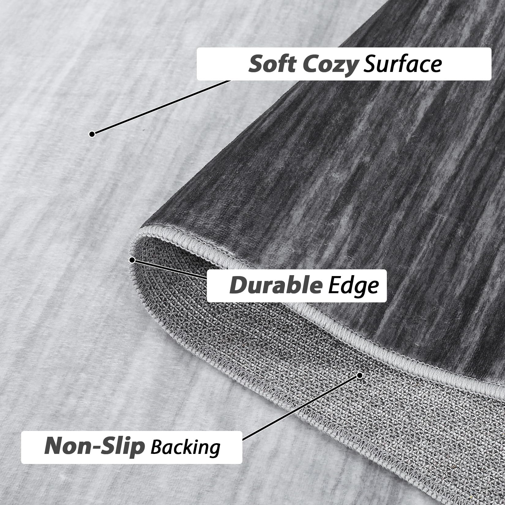 Garvee Modern Grey 4x6 Washable Rugs for Living Room Office Rug Ombre Area Rug Abstract Rug Low Pile Carpet for Dining Room Office Vintage Area Rugs Floor Cover with Rubber Backing - Image 5