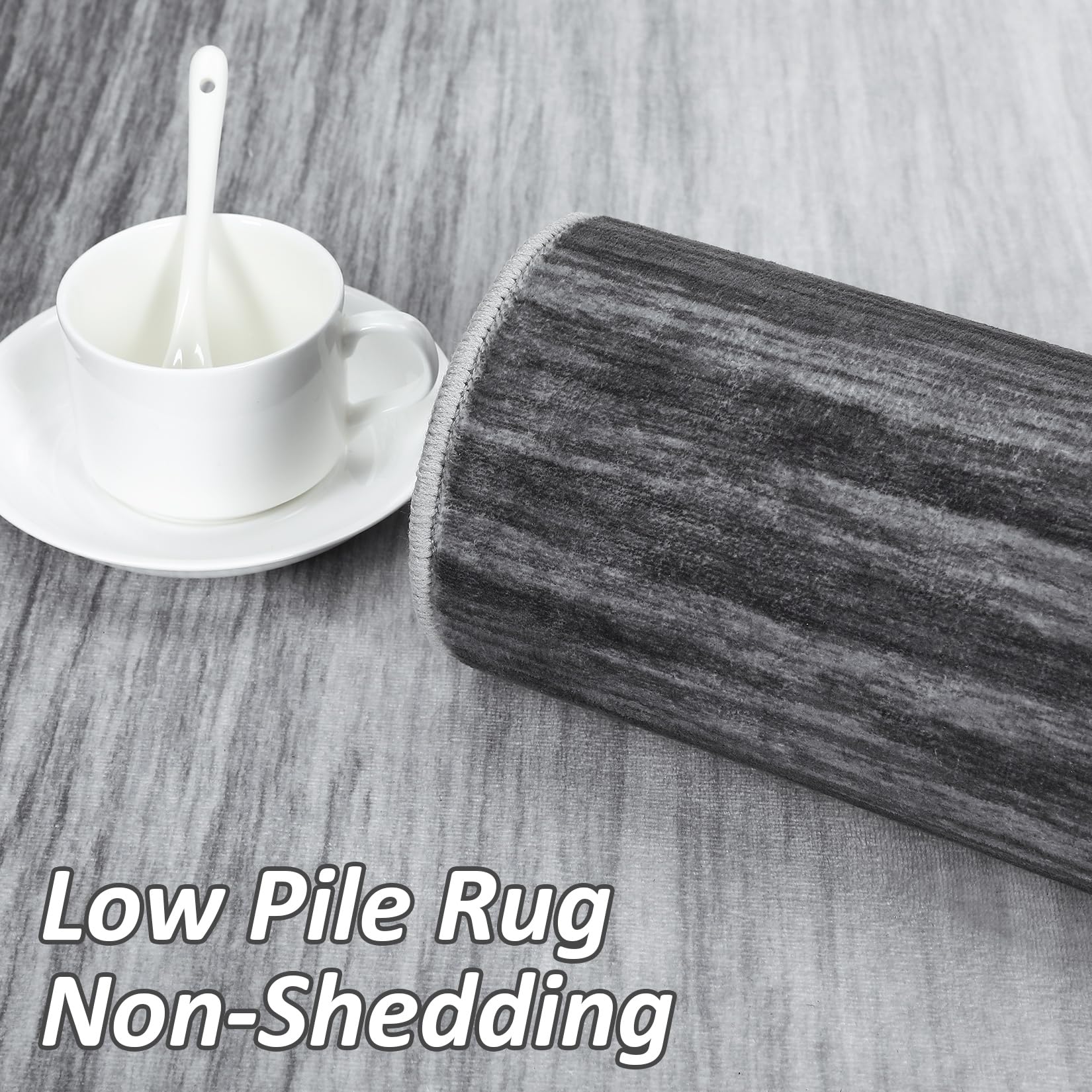 Garvee Modern Grey 4x6 Washable Rugs for Living Room Office Rug Ombre Area Rug Abstract Rug Low Pile Carpet for Dining Room Office Vintage Area Rugs Floor Cover with Rubber Backing - Image 6