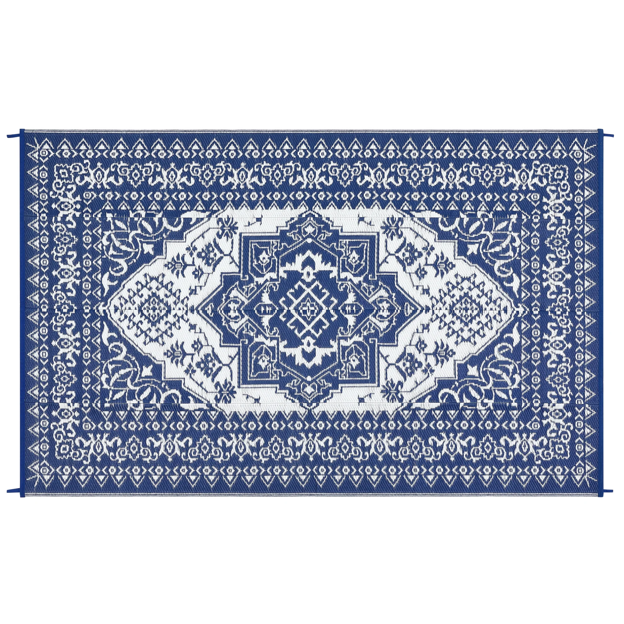 Garvee Outdoor Navy Blue & White 9x12 Plastic Straw Rug, Waterproof Stain Resistant Reversible Carpet for Camping, Backyard, RV, Patio - Image 13