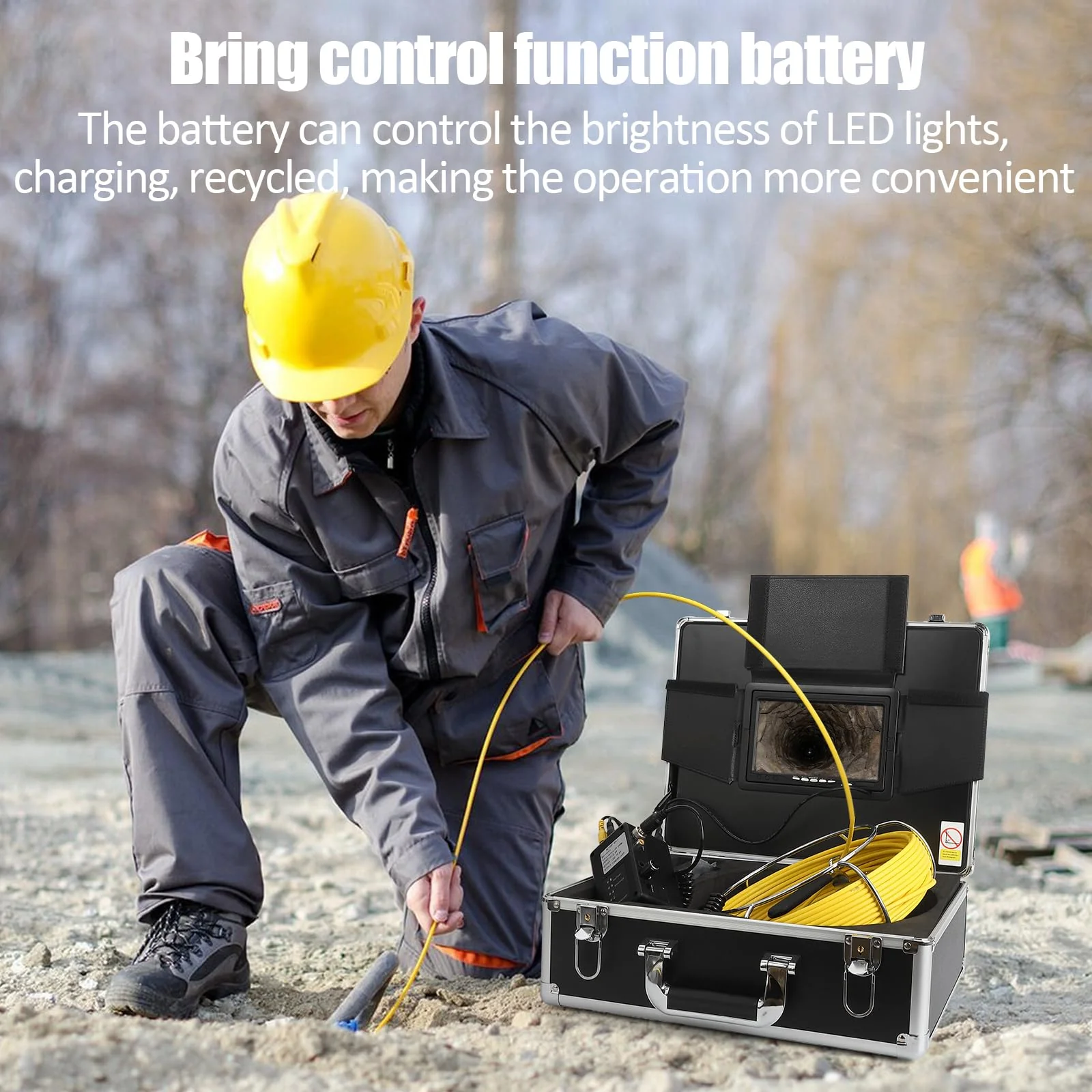 Garvee Sewer Inspection Camera, 100ft/30m with 7" LCD Monitor and DVR, IP68 Waterproof Pipe Inspection Camera with 12 LED Lights, Sewer Drain Camera for Plumbers and Homeowners - Image 6