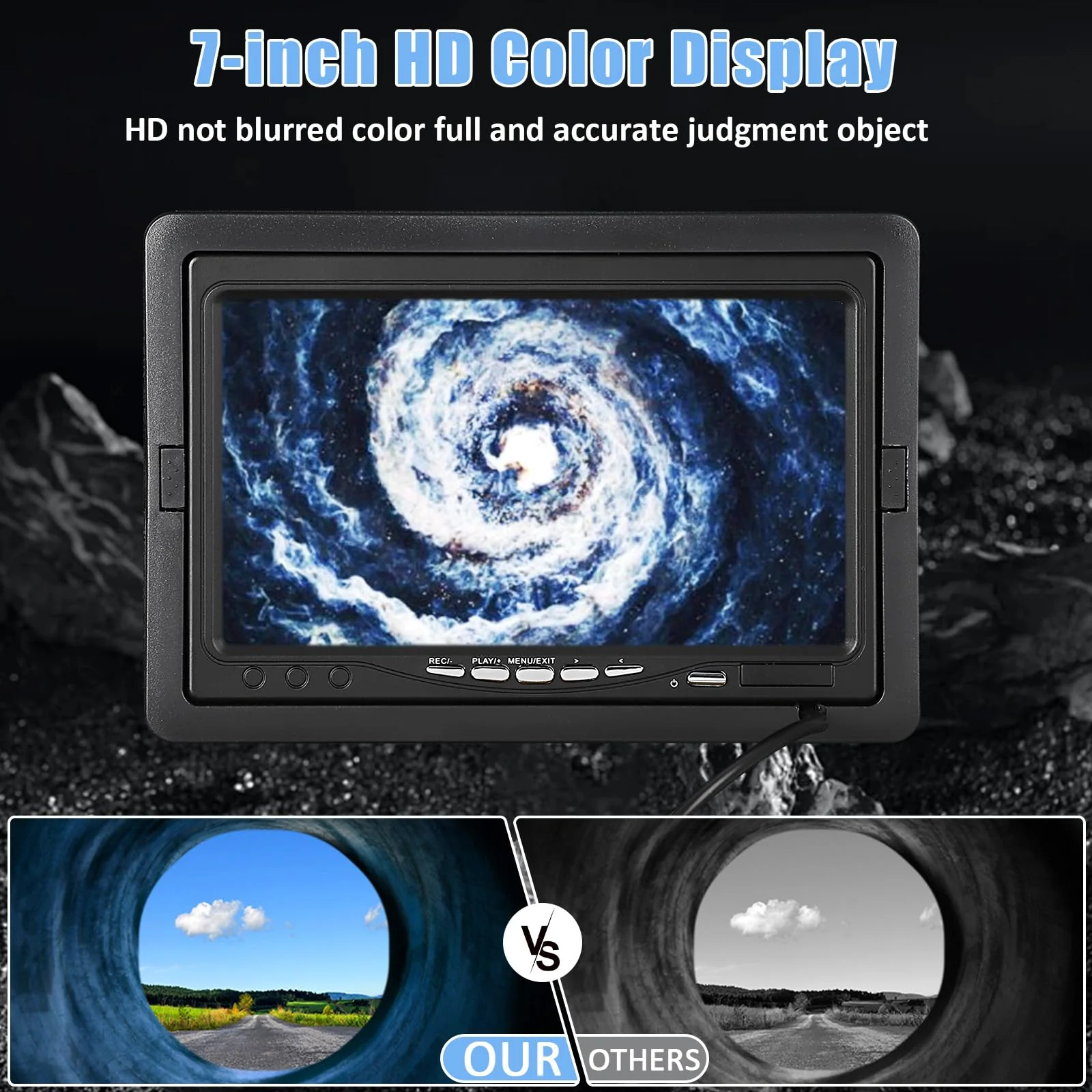 Garvee Sewer Camera with 512Hz Locator, 165ft/50m Pipeline Inspection Camera, 7" Screen with DVR, IP68 Waterproof Camera with 12 Adjustable LEDs, 16GB SD Card for Sewer, Home, and Drain Pipe Plumbing - Image 6