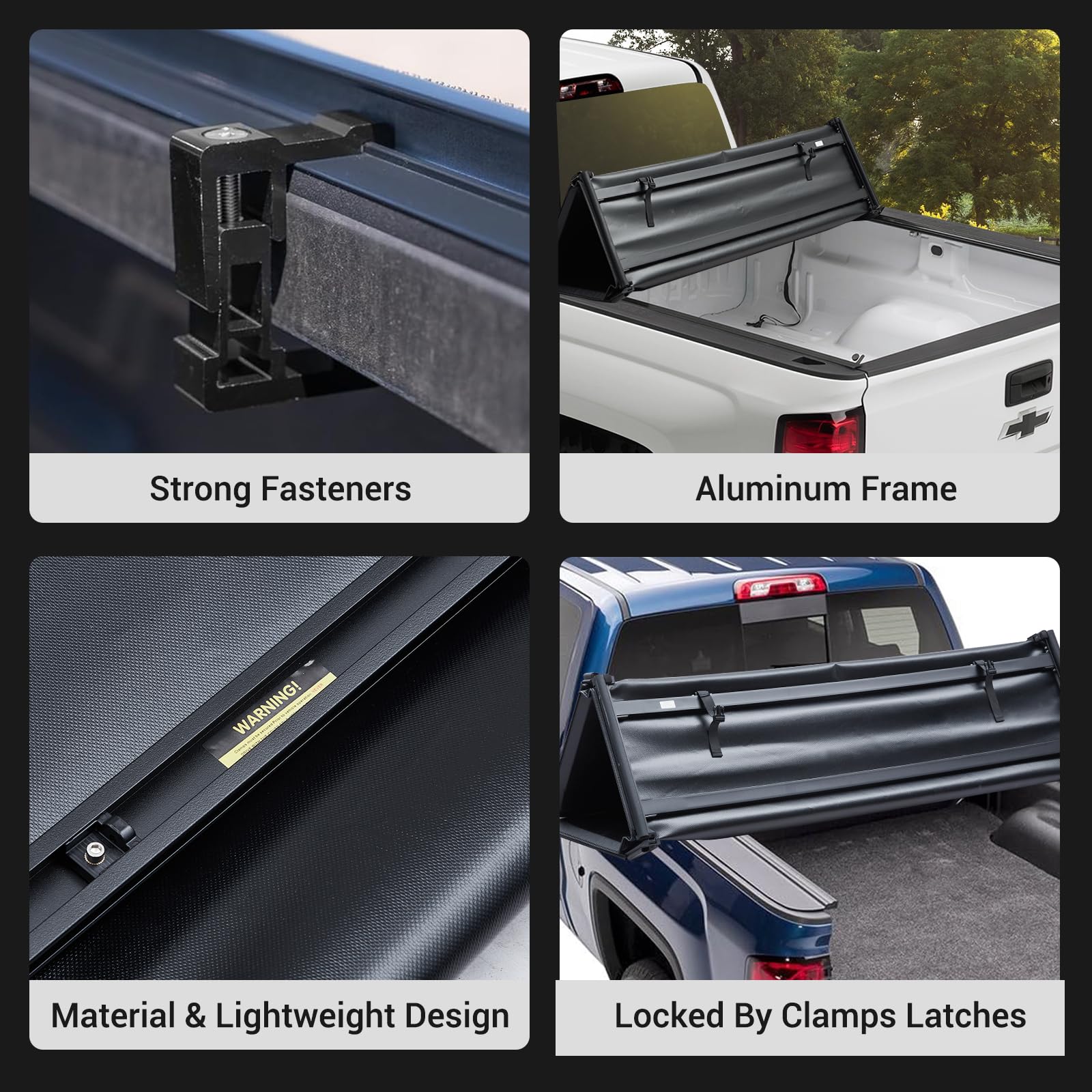 Garvee Soft Tri-Fold Truck Bed Tonneau Cover Compatible with 2014-2018 Silverado/Sierra 1500 LT 1.5 Cab/Single Cab | 6'-5"/78.8"-79.9" Bed | New Upgrade - Image 4
