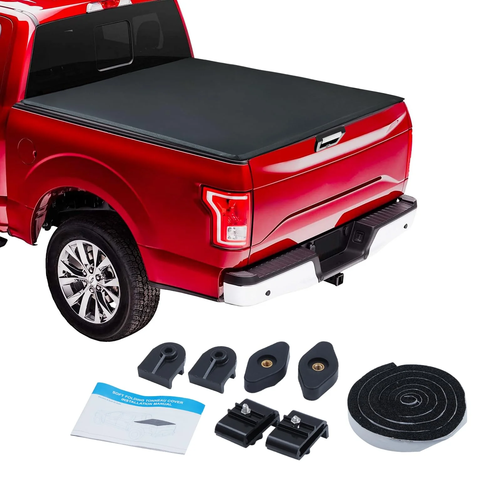Garvee Soft Tri-Fold Truck Bed Tonneau Cover Compatible with 2014-2018 Silverado/Sierra 1500 LT 1.5 Cab/Single Cab | 6'-5"/78.8"-79.9" Bed | New Upgrade - Image 5