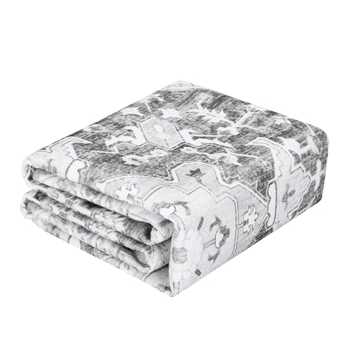 Garvee Washable Vintage Floral Area Rug 4x6- Non-Slip Print, Non-Shedding, Soft Foldable Carpets for Dining Room, Bedroom, Living Room, Kitchen Entryway, Grey - Image 4