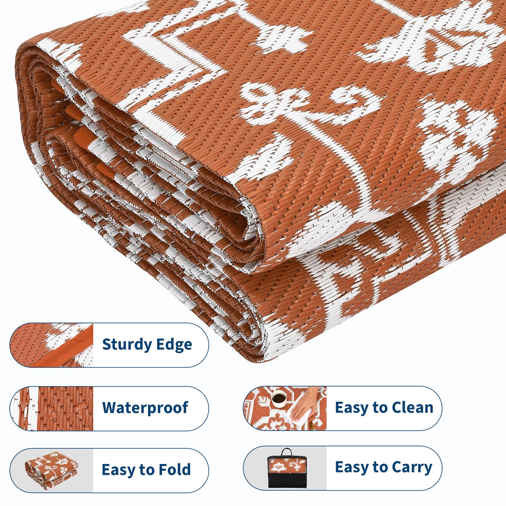 Garvee Waterproof Outdoor Rug 8x10 Reversible Plastic Straw UV-Resistant Durable Lightweight Portable for Patio Camping RV Beach Deck - Image 4