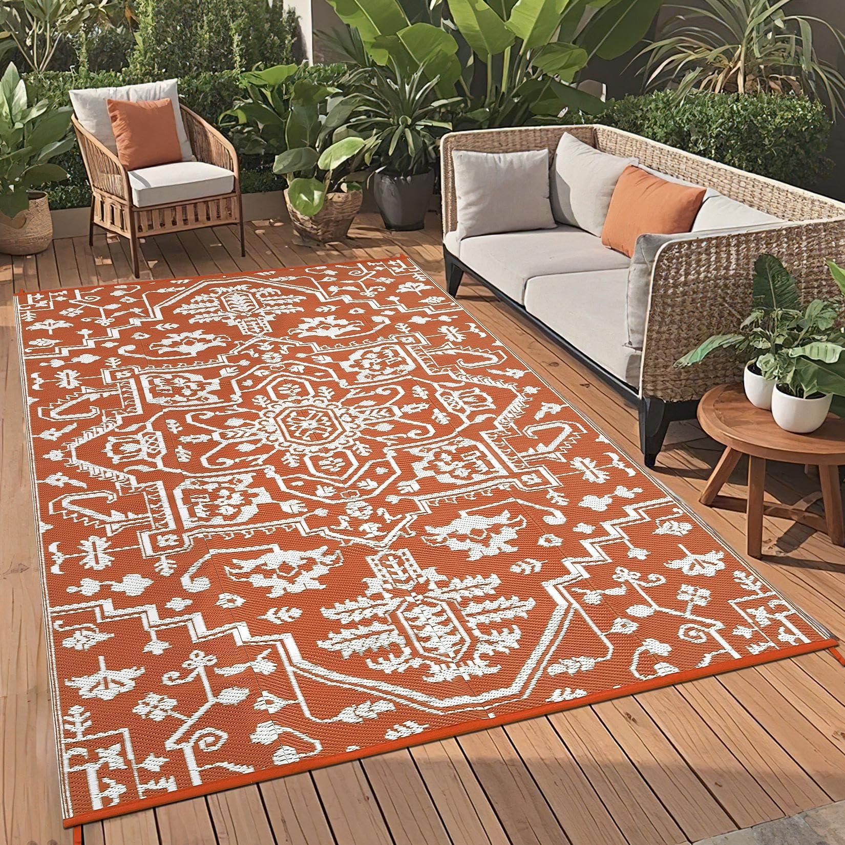 Garvee Waterproof Outdoor Rug 8x10 Reversible Plastic Straw UV-Resistant Durable Lightweight Portable for Patio Camping RV Beach Deck - Image 6