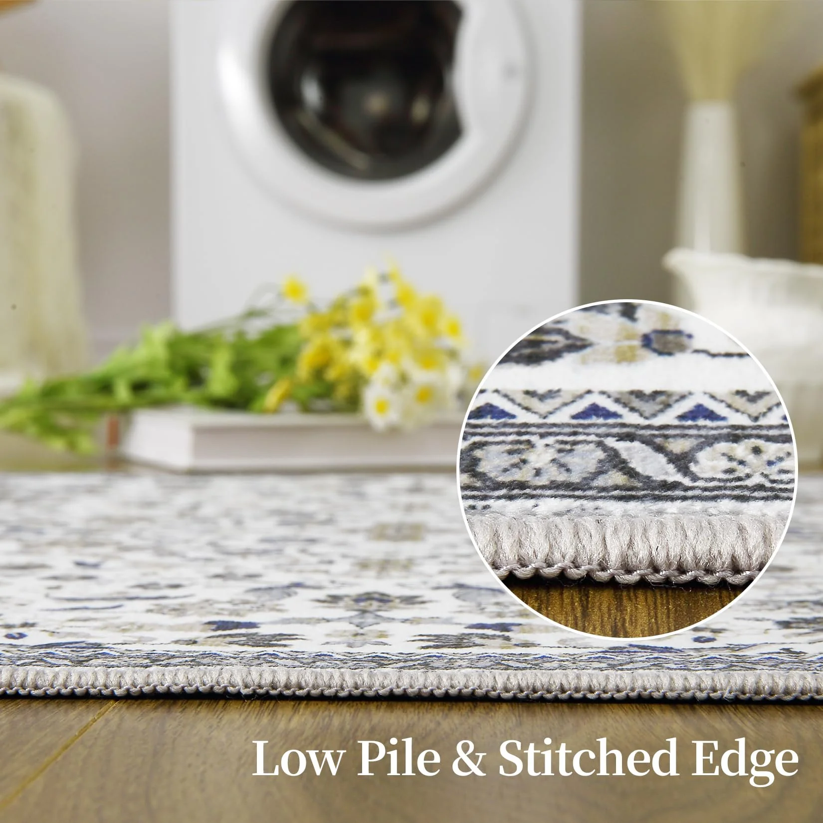 Garvee 4x6 Rug for Living Room Washable Rugs Boho Rug for Bedroom Vintage Rug Soft Rug Non Slip Carpet Floral Throw Rugs Stain Resistant Office Rug Classroom Rug 4'x6' Multi - Image 4