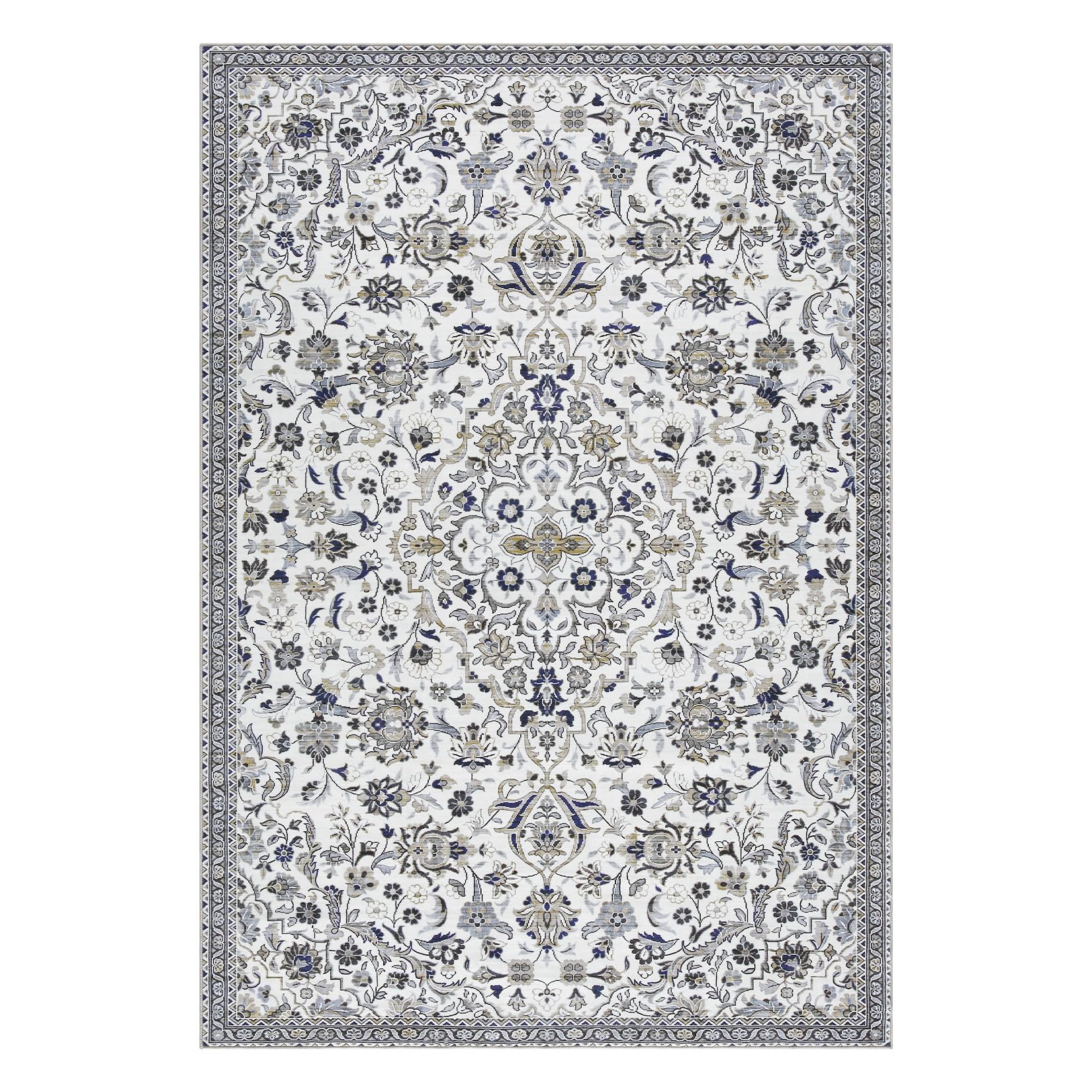 Garvee 4x6 Rug for Living Room Washable Rugs Boho Rug for Bedroom Vintage Rug Soft Rug Non Slip Carpet Floral Throw Rugs Stain Resistant Office Rug Classroom Rug 4'x6' Multi - Image 8