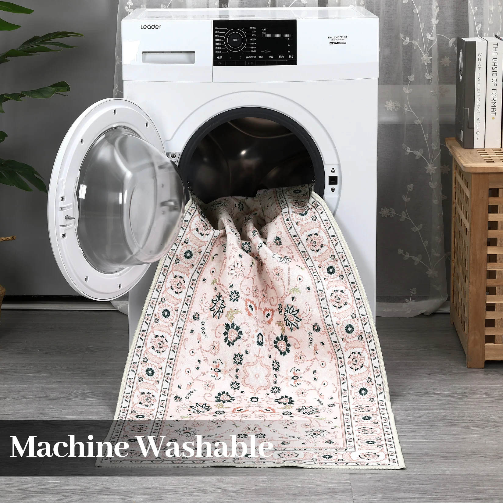 Garvee 4x6 Rug for Living Room Washable Rugs Boho Rug for Bedroom Vintage Rug Soft Rug Non Slip Carpet Tribal Throw Rugs Stain Resistant Office Rug Classroom Rug 4'x6' Pink - Image 5