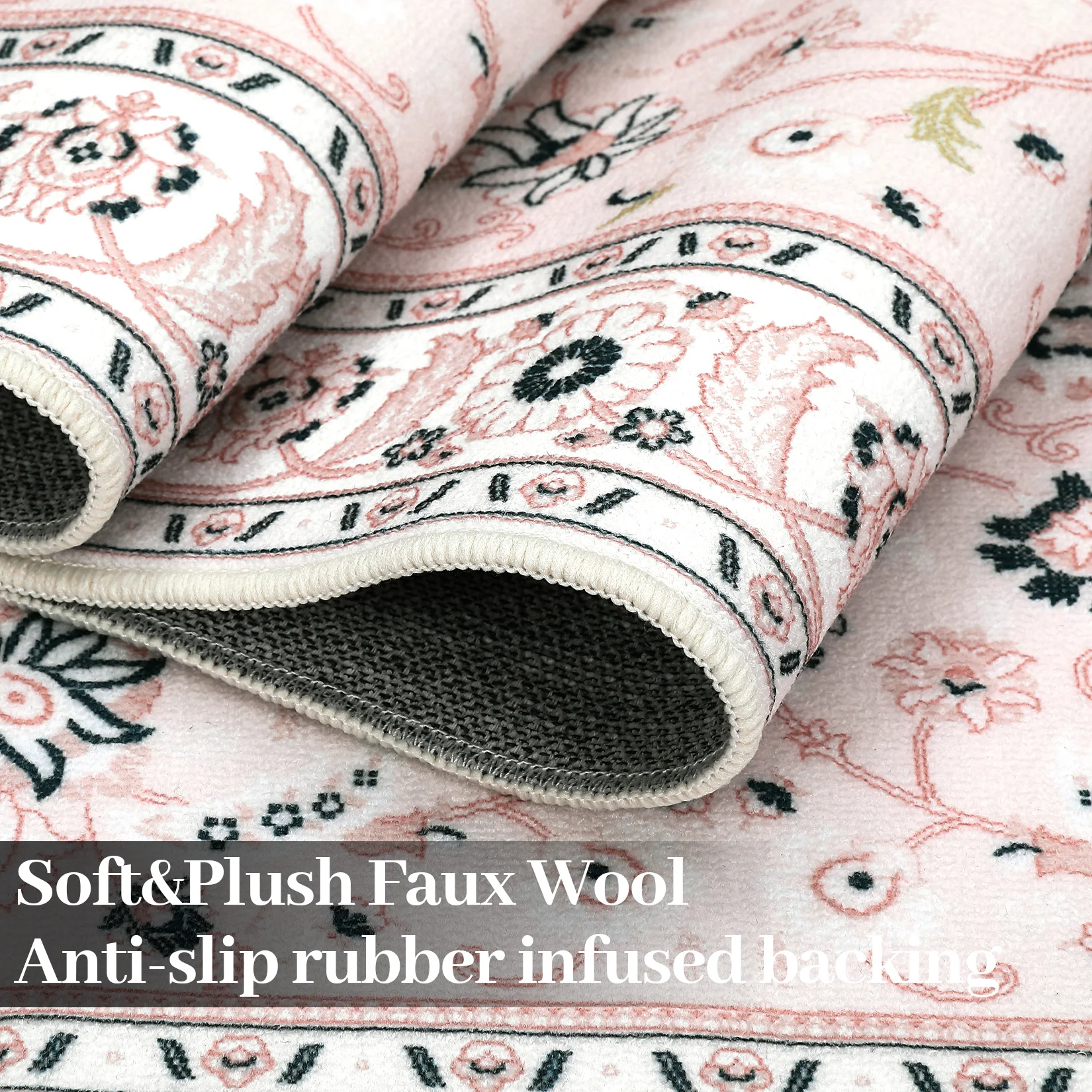 Garvee 4x6 Rug for Living Room Washable Rugs Boho Rug for Bedroom Vintage Rug Soft Rug Non Slip Carpet Tribal Throw Rugs Stain Resistant Office Rug Classroom Rug 4'x6' Pink - Image 6