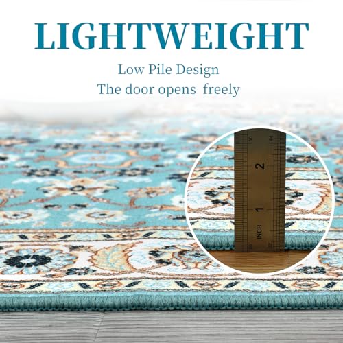 Garvee 4x6 Rug for Living Room Floral Throw Rugs with Rubber Backing Washable Rugs Bedroom Rugs Soft Rug No Shedding Floor Mats Vintage Area Rugs for Entryway Office Rug Aqua 4'x6' - Image 5