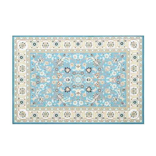 Garvee 4x6 Rug for Living Room Floral Throw Rugs with Rubber Backing Washable Rugs Bedroom Rugs Soft Rug No Shedding Floor Mats Vintage Area Rugs for Entryway Office Rug Aqua 4'x6' - Image 7