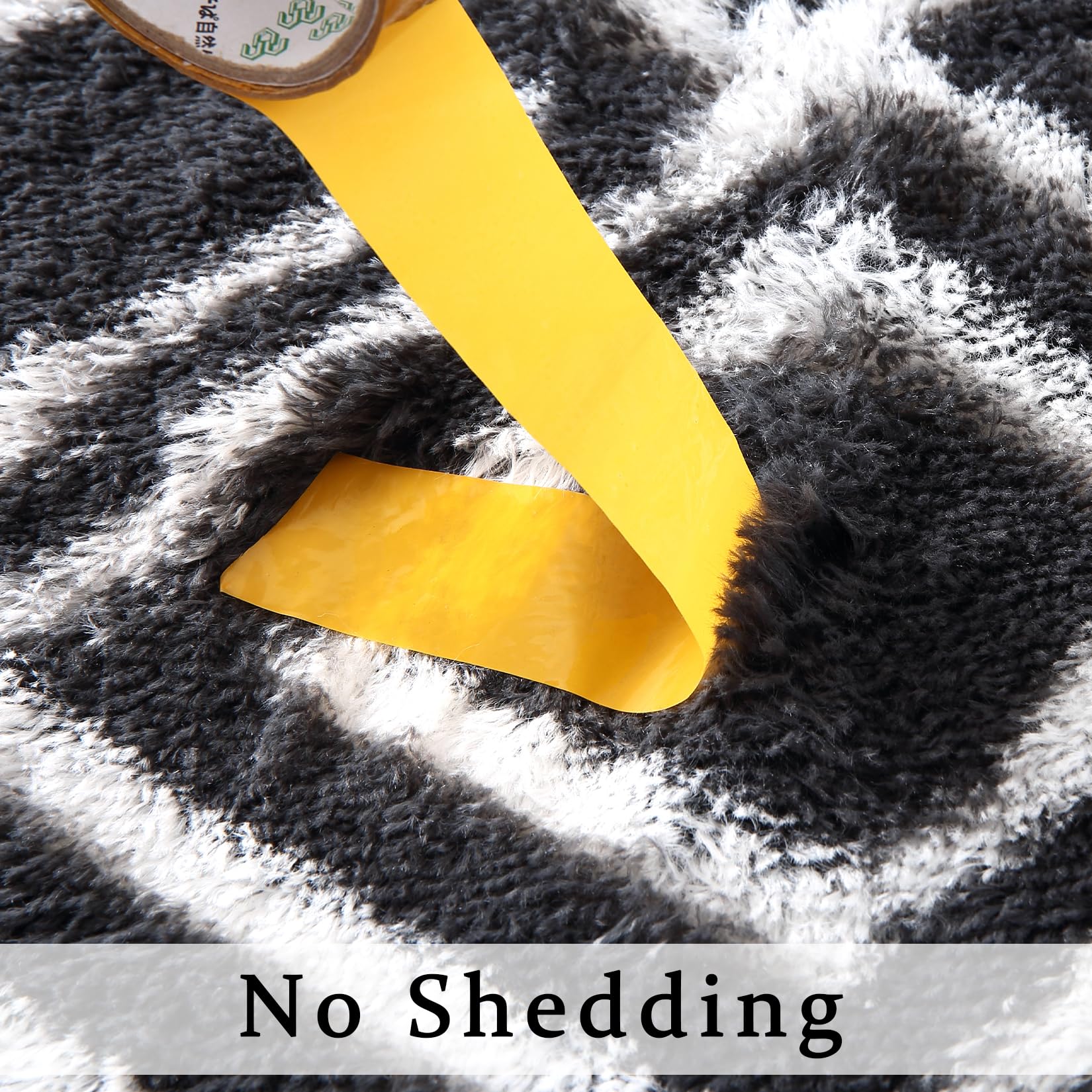 Garvee Black 5x8 Rug Shag Rug for Living Room Shaggy Rug Kids Rug Plush Rug Black Geometric Carpet Bedroom Fluffy Rug Bedside Rug Soft Rug Non Skid Rug Modern Area Rug Large - Image 8