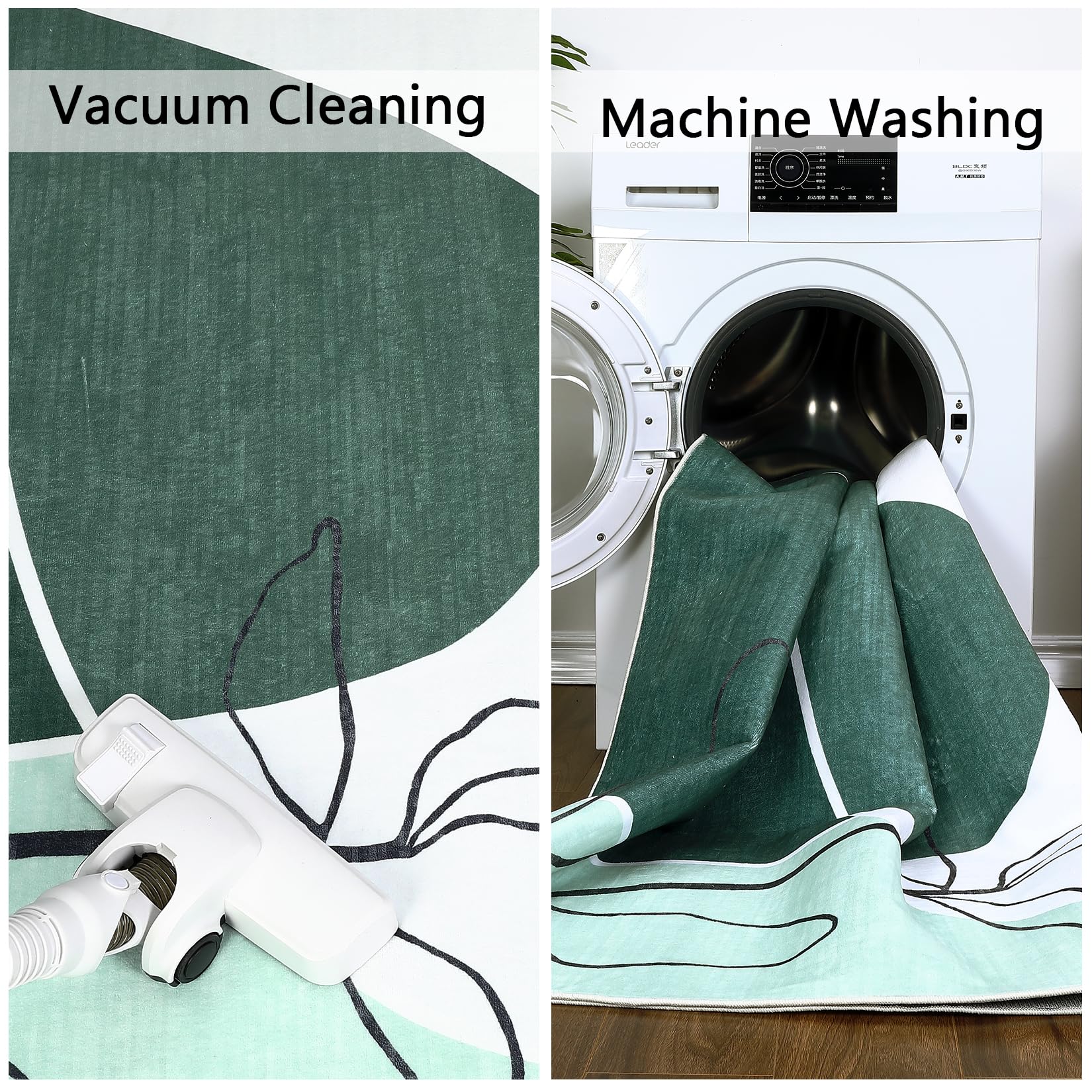 Garvee Modern Runner Rugs for Hallway 2x6 Bathroom Rugs Machine Washable Rugs Artistic Abstract Rug Small Rug Kitchen Mat Non Slip Area Rugs for Living Room Entryway Bedroom Laundry, 2'x6' Green/Brown - Image 3