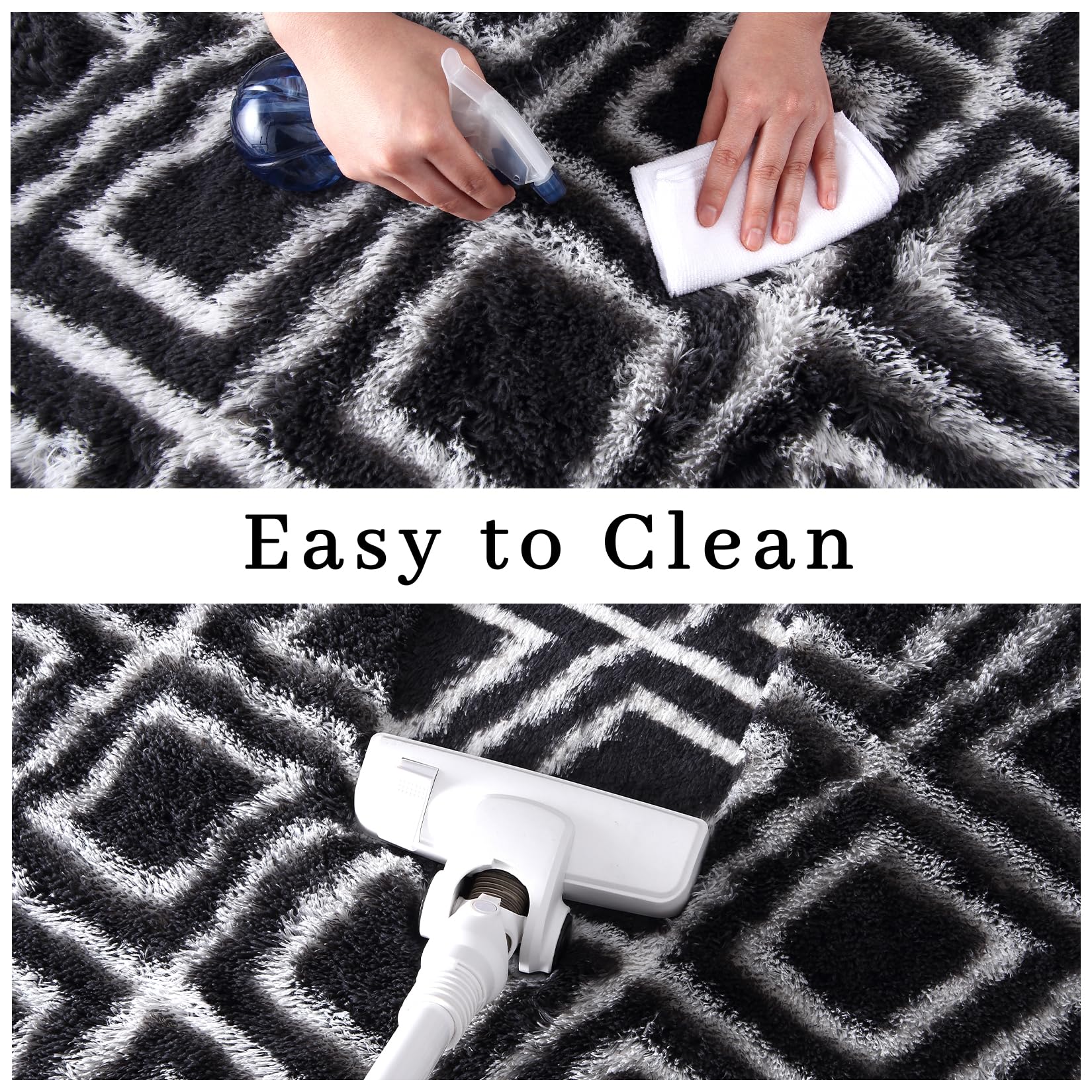 Garvee Runner Rug 2x6 Shag Rug for Living Room Shaggy Rug Kids Rug Plush Rug Geometric Carpet Bedroom Fluffy Rug Bedside Rug Soft Rug Non Skid Rug Modern Area Rug for Nursery Dorm - Image 5