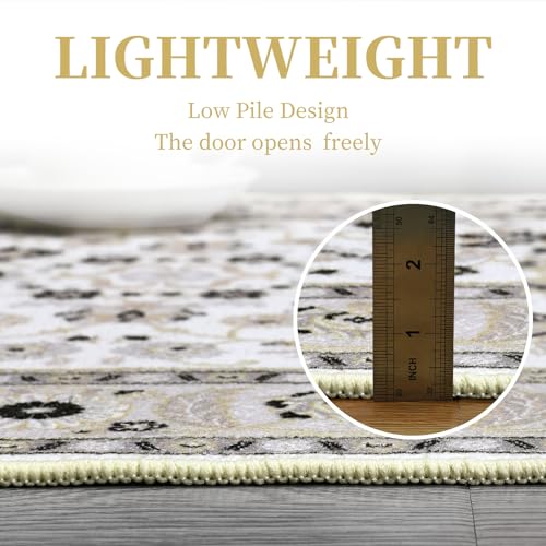 Garvee Washable Rugs Ivory/Black 4x6 Rug Boho Rug for Living Room Bedroom Decor Oriental Vintage Carpet Non Skip Floor Mats Distressed Rug for Classroom Nursery Dining Room Office - Image 7