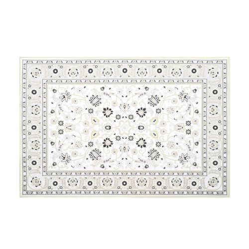 Garvee Washable Rugs Ivory/Black 4x6 Rug Boho Rug for Living Room Bedroom Decor Oriental Vintage Carpet Non Skip Floor Mats Distressed Rug for Classroom Nursery Dining Room Office - Image 8